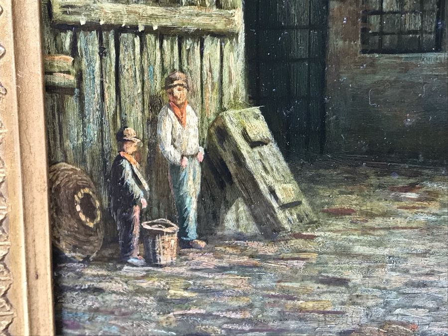 Original Antique Oil Painting On Board In Stunning Gilded Frame 11 X 14 [Photo 8]