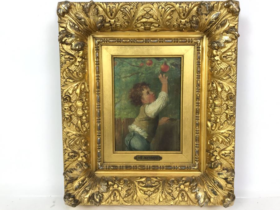 Original Oil Painting On Board By E. Melder In Stunning Gilded Frame 5 X 7