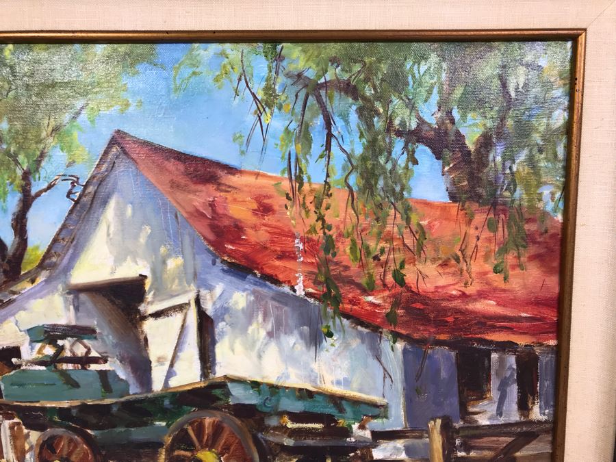 Original Vintage 1975 Signed Plein Air Oil Painting 'Leonis Adobe' By Marcy Fitzgerrell (1917-2003) (One Of First Woman Animators At Walt Disney Studios) Client Paid $2,400 [Photo 8]