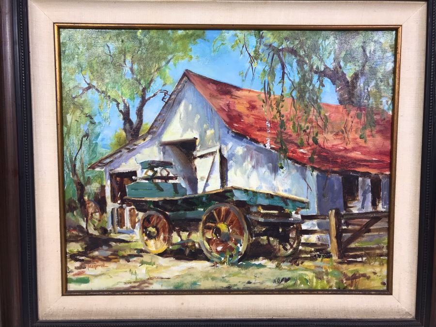 Original Vintage 1975 Signed Plein Air Oil Painting 'Leonis Adobe' By Marcy Fitzgerrell (1917-2003) (One Of First Woman Animators At Walt Disney Studios) Client Paid $2,400