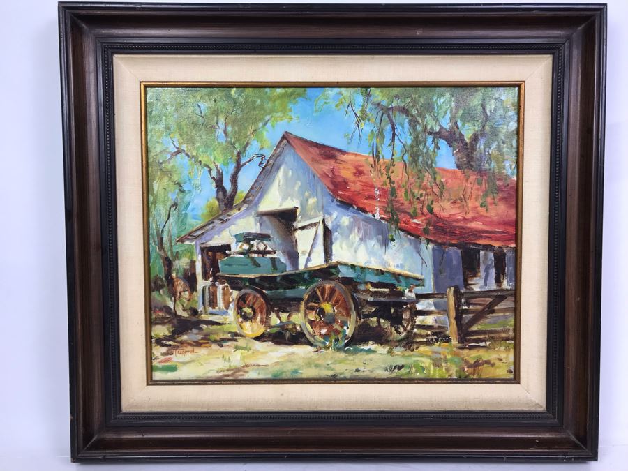Original Vintage 1975 Signed Plein Air Oil Painting 'Leonis Adobe' By Marcy Fitzgerrell (1917-2003) (One Of First Woman Animators At Walt Disney Studios) Client Paid $2,400 [Photo 3]