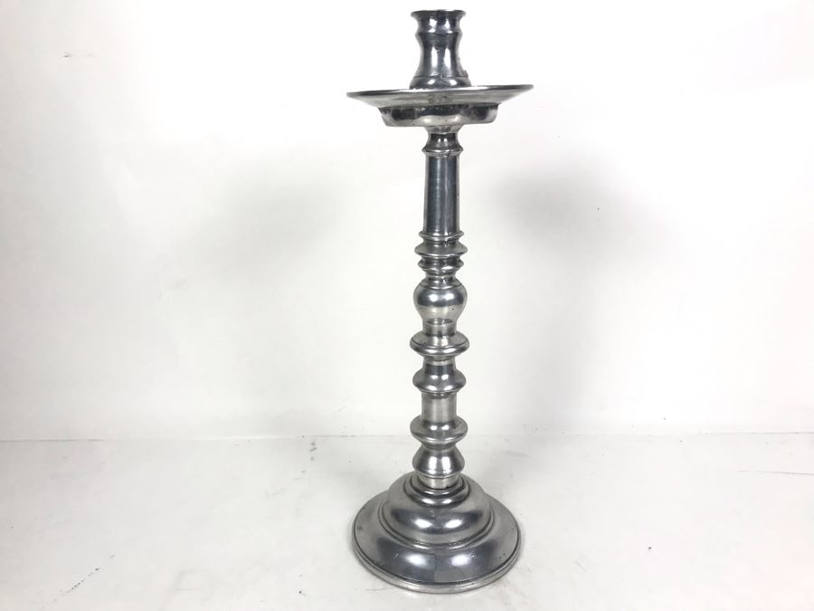 Large Pewter Candlestick 16H