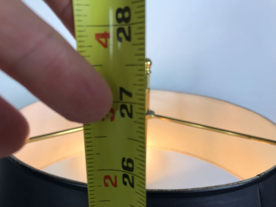 Stunning Heavy Brass 3-Light Trumpet Table Lamp With Metal Adjustable Height Shade 27H [Photo 13]