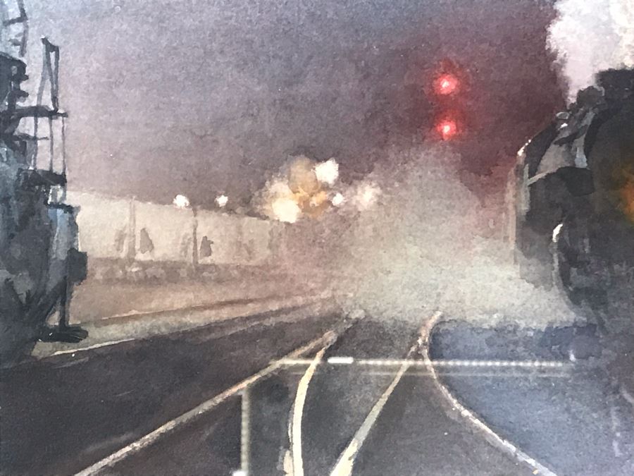 Original Watercolor Railroad Painting Titled 'Departures' By Ted Rose (1940-2002) Santa Fe, New Mexico 12 X 16 Client Paid $3,000 See Photos For Receipt [Photo 14]