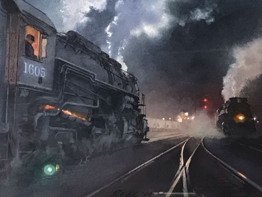 Original Watercolor Railroad Painting Titled 'Departures' By Ted Rose (1940-2002) Santa Fe, New Mexico 12 X 16 Client Paid $3,000 See Photos For Receipt [Photo 8]