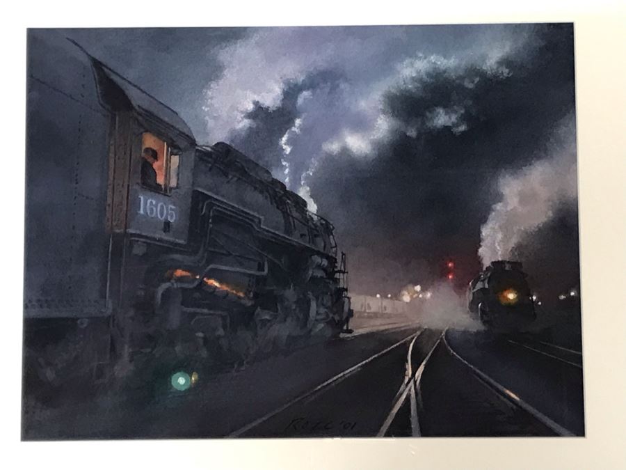 Original Watercolor Railroad Painting Titled 'Departures' By Ted Rose (1940-2002) Santa Fe, New Mexico 12 X 16 Client Paid $3,000 See Photos For Receipt [Photo 4]