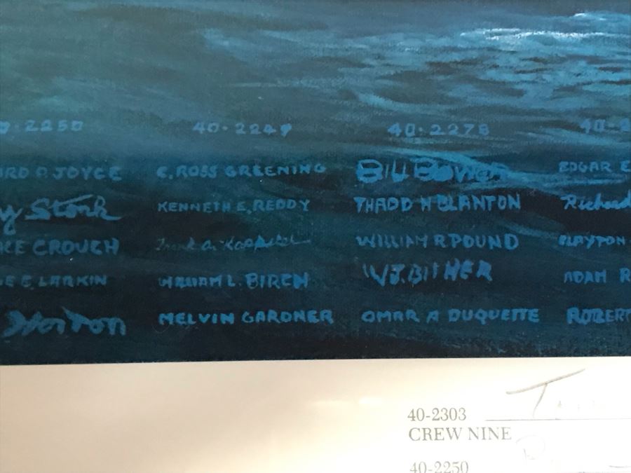 William S. Phillips Limited Edition Print Titled 'The Giant Begins To Stir' Inbound: Lt. Col. James H. Doolittle's B-25 Leads The Tokyo Raiders Across The Coast Of Japan No. 531 Of 1250 Signed By Artist And Signed By 16 Crew Members 27.5 X 22.5 [Photo 20]