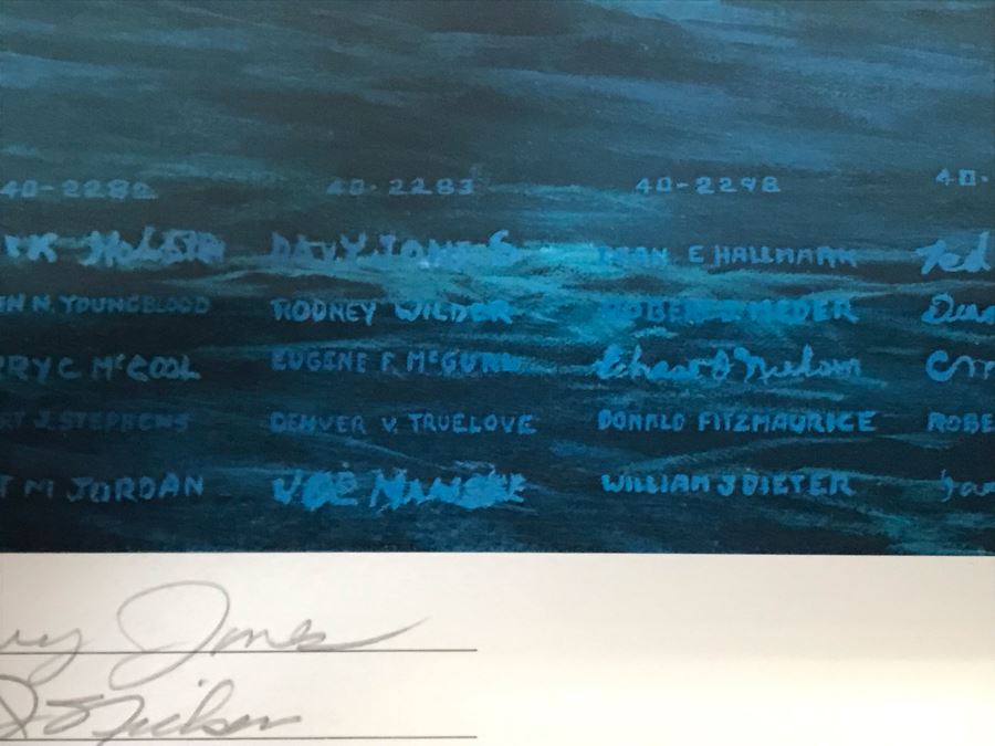 William S. Phillips Limited Edition Print Titled 'The Giant Begins To Stir' Inbound: Lt. Col. James H. Doolittle's B-25 Leads The Tokyo Raiders Across The Coast Of Japan No. 531 Of 1250 Signed By Artist And Signed By 16 Crew Members 27.5 X 22.5 [Photo 17]