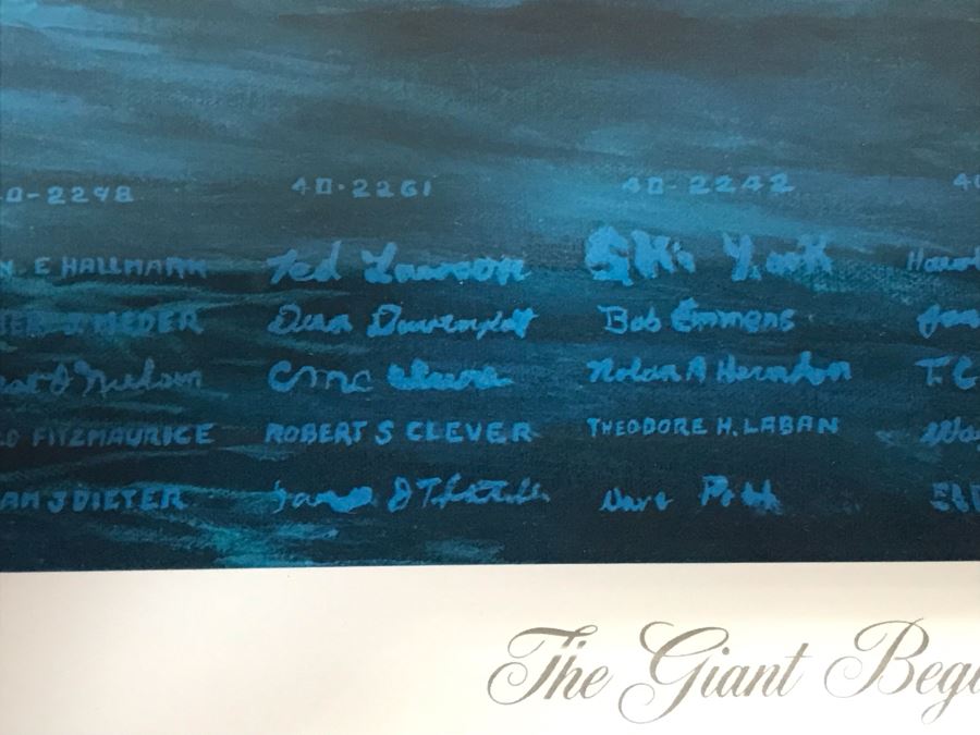 William S. Phillips Limited Edition Print Titled 'The Giant Begins To Stir' Inbound: Lt. Col. James H. Doolittle's B-25 Leads The Tokyo Raiders Across The Coast Of Japan No. 531 Of 1250 Signed By Artist And Signed By 16 Crew Members 27.5 X 22.5 [Photo 18]