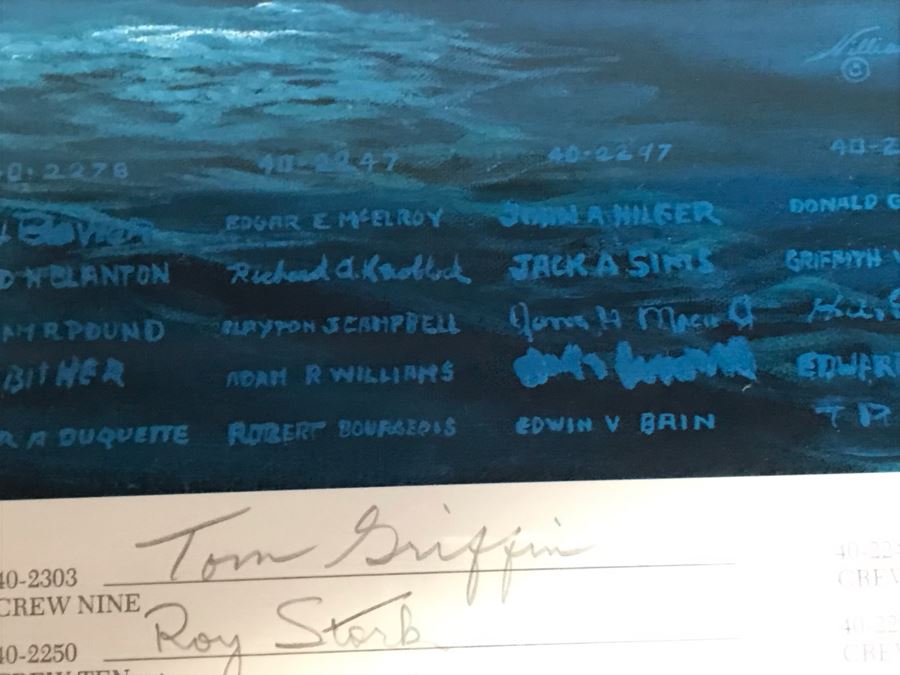 William S. Phillips Limited Edition Print Titled 'The Giant Begins To Stir' Inbound: Lt. Col. James H. Doolittle's B-25 Leads The Tokyo Raiders Across The Coast Of Japan No. 531 Of 1250 Signed By Artist And Signed By 16 Crew Members 27.5 X 22.5 [Photo 21]