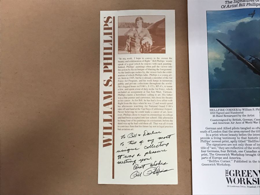 William S. Phillips Limited Edition Print Titled 'Hellfire Corner' Battle South Of London No. 942 Of 1250 Signed By Artist And Signed By Crew Members Including (1) American Signature, (4) British Signatures And (4) German Signatures 27 X 23 - See Photos [Photo 20]