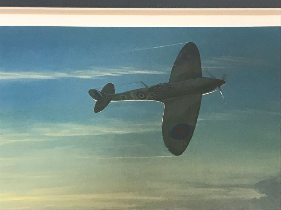 William S. Phillips Limited Edition Print Titled 'Hellfire Corner' Battle South Of London No. 942 Of 1250 Signed By Artist And Signed By Crew Members Including (1) American Signature, (4) British Signatures And (4) German Signatures 27 X 23 - See Photos [Photo 8]