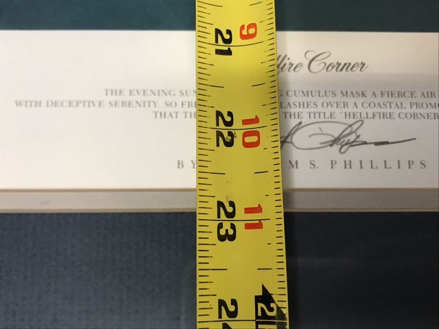 William S. Phillips Limited Edition Print Titled 'Hellfire Corner' Battle South Of London No. 942 Of 1250 Signed By Artist And Signed By Crew Members Including (1) American Signature, (4) British Signatures And (4) German Signatures 27 X 23 - See Photos [Photo 18]