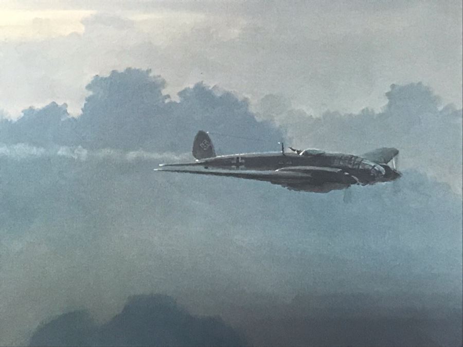 William S. Phillips Limited Edition Print Titled 'Hellfire Corner' Battle South Of London No. 942 Of 1250 Signed By Artist And Signed By Crew Members Including (1) American Signature, (4) British Signatures And (4) German Signatures 27 X 23 - See Photos [Photo 7]