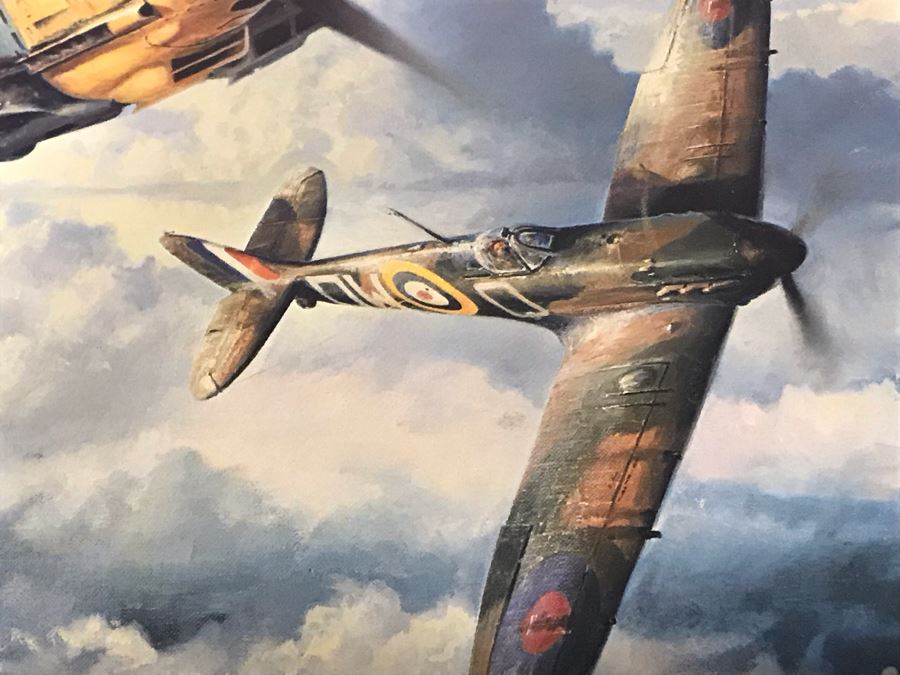 Robert Taylor L.E. Print Titled 'Eagles High' No. 189 Of 1000 Signed By Artist And Signed By Six Famous Fighter Pilots RAF: Johnnie Johnson, Pete Brothers, Geoffrey Page - Luftwaffe: Adolf Galland, Gunther Rall, Johannes Steinhoff 33 X 24 - See Photos [Photo 8]