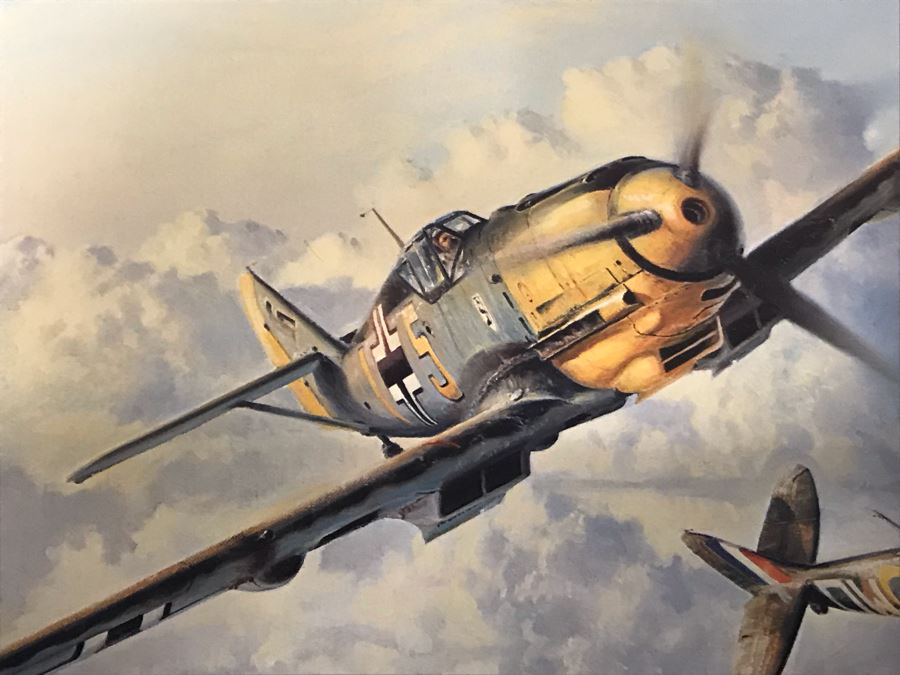 Robert Taylor L.E. Print Titled 'Eagles High' No. 189 Of 1000 Signed By Artist And Signed By Six Famous Fighter Pilots RAF: Johnnie Johnson, Pete Brothers, Geoffrey Page - Luftwaffe: Adolf Galland, Gunther Rall, Johannes Steinhoff 33 X 24 - See Photos [Photo 6]
