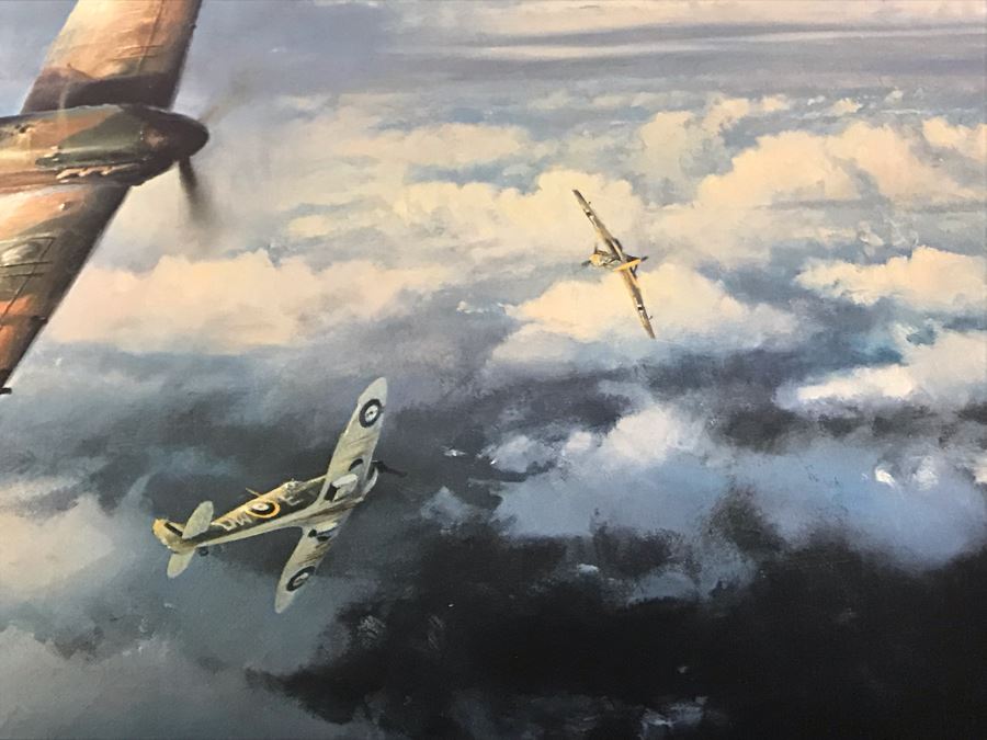 Robert Taylor L.E. Print Titled 'Eagles High' No. 189 Of 1000 Signed By Artist And Signed By Six Famous Fighter Pilots RAF: Johnnie Johnson, Pete Brothers, Geoffrey Page - Luftwaffe: Adolf Galland, Gunther Rall, Johannes Steinhoff 33 X 24 - See Photos [Photo 11]