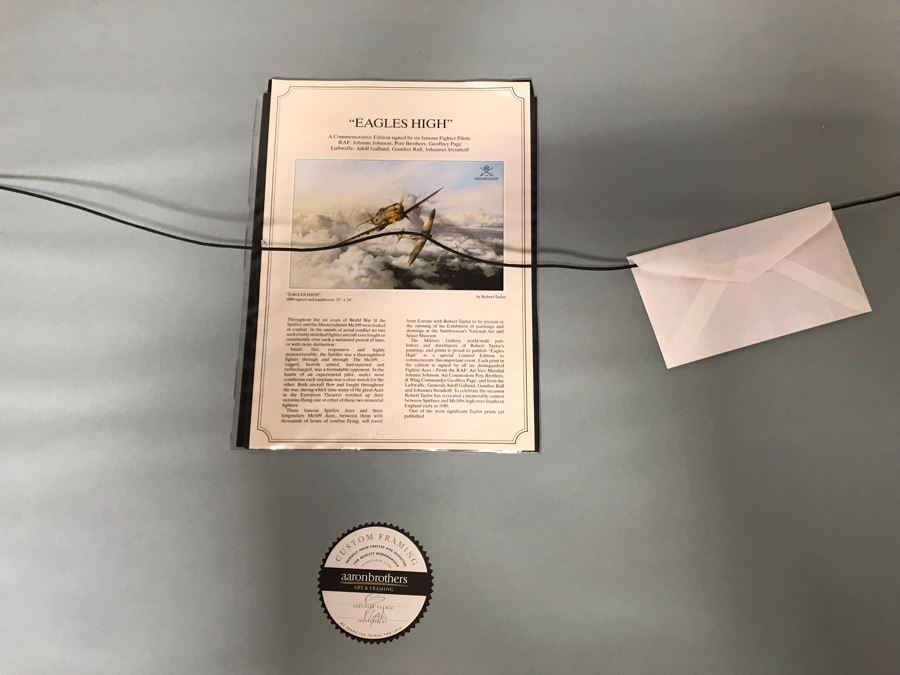 Robert Taylor L.E. Print Titled 'Eagles High' No. 189 Of 1000 Signed By Artist And Signed By Six Famous Fighter Pilots RAF: Johnnie Johnson, Pete Brothers, Geoffrey Page - Luftwaffe: Adolf Galland, Gunther Rall, Johannes Steinhoff 33 X 24 - See Photos [Photo 24]