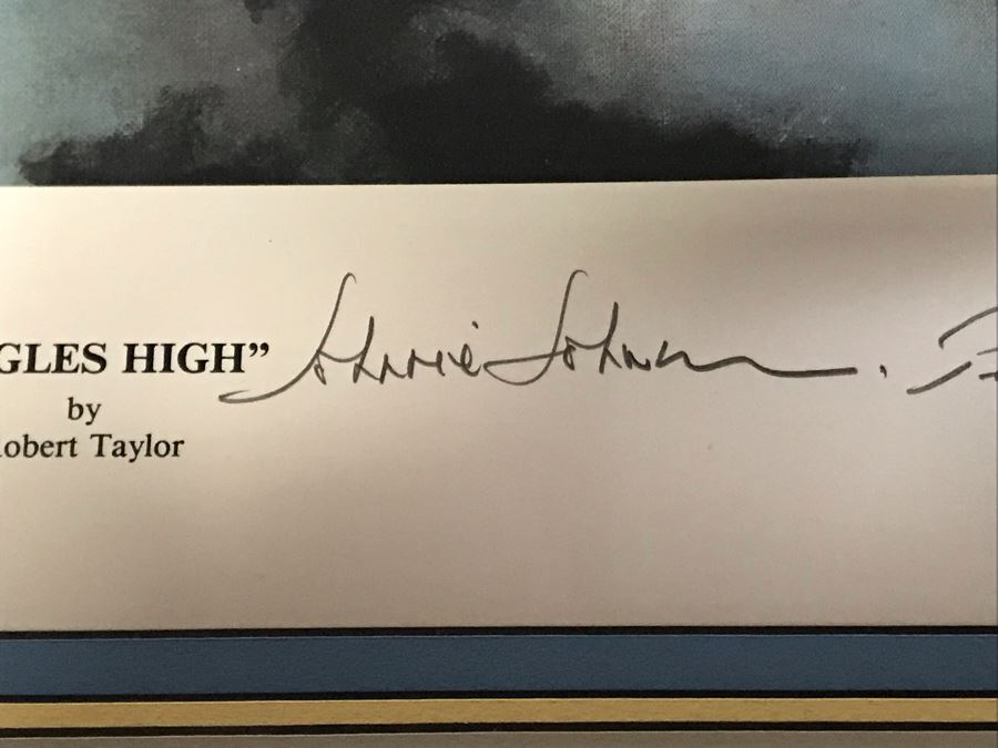 Robert Taylor L.E. Print Titled 'Eagles High' No. 189 Of 1000 Signed By Artist And Signed By Six Famous Fighter Pilots RAF: Johnnie Johnson, Pete Brothers, Geoffrey Page - Luftwaffe: Adolf Galland, Gunther Rall, Johannes Steinhoff 33 X 24 - See Photos [Photo 18]