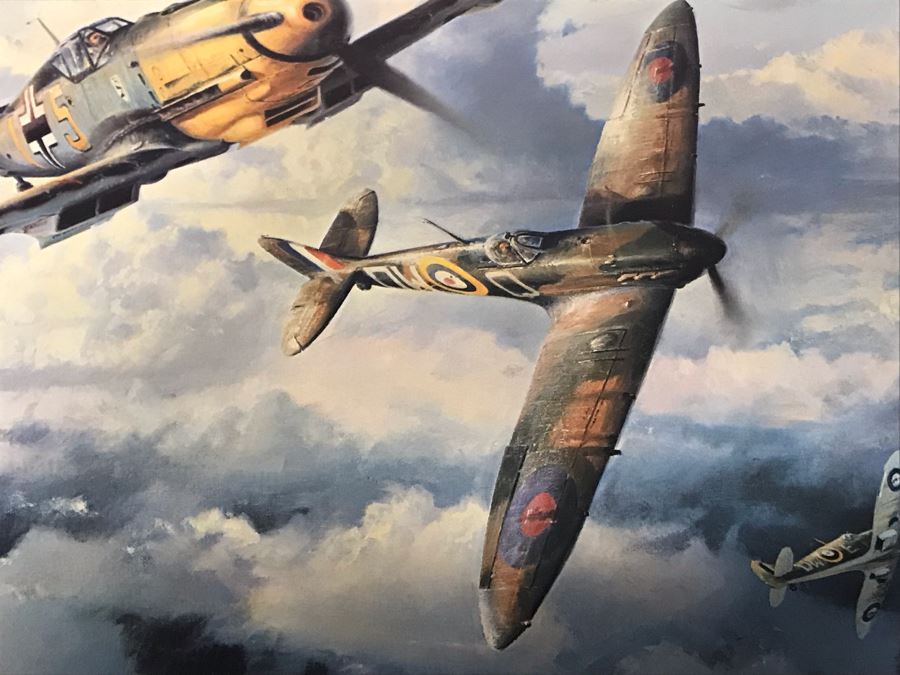 Robert Taylor L.E. Print Titled 'Eagles High' No. 189 Of 1000 Signed By Artist And Signed By Six Famous Fighter Pilots RAF: Johnnie Johnson, Pete Brothers, Geoffrey Page - Luftwaffe: Adolf Galland, Gunther Rall, Johannes Steinhoff 33 X 24 - See Photos [Photo 7]