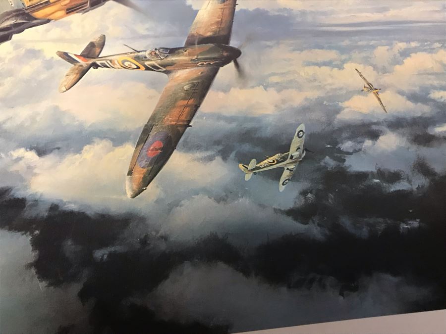 Robert Taylor L.E. Print Titled 'Eagles High' No. 189 Of 1000 Signed By Artist And Signed By Six Famous Fighter Pilots RAF: Johnnie Johnson, Pete Brothers, Geoffrey Page - Luftwaffe: Adolf Galland, Gunther Rall, Johannes Steinhoff 33 X 24 - See Photos [Photo 9]