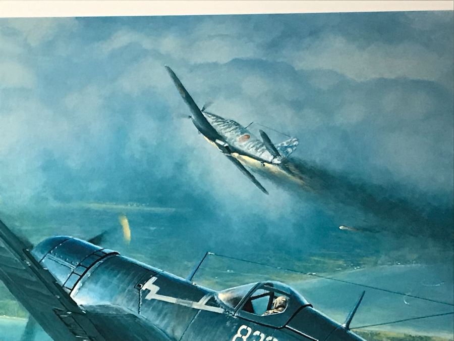 William S. Phillips Limited Edition Print Titled 'Those Clouds Won't Help You Now' No. 217 Of 650 Corsair Plane Signed By Artist And Signed By Marine Fighter Major Marion E. Carl 26 X 21 [Photo 9]