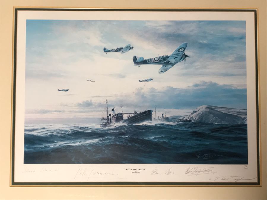 Robert Taylor Limited Edition Print Titled 'Return Of The Few' No. 712 Of 1000 Corsair Plane Signed By Artist And Signed By WWII Fighter Pilots: Alan Deere, Johnnie Johnson, Bob Stanford-Tuck, Peter Townsend 23.5 X 17.5 [Photo 3]