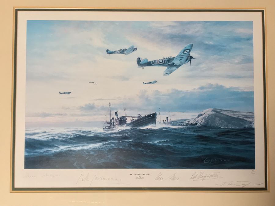 Robert Taylor Limited Edition Print Titled 'Return Of The Few' No. 712 Of 1000 Corsair Plane Signed By Artist And Signed By WWII Fighter Pilots: Alan Deere, Johnnie Johnson, Bob Stanford-Tuck, Peter Townsend 23.5 X 17.5 [Photo 4]