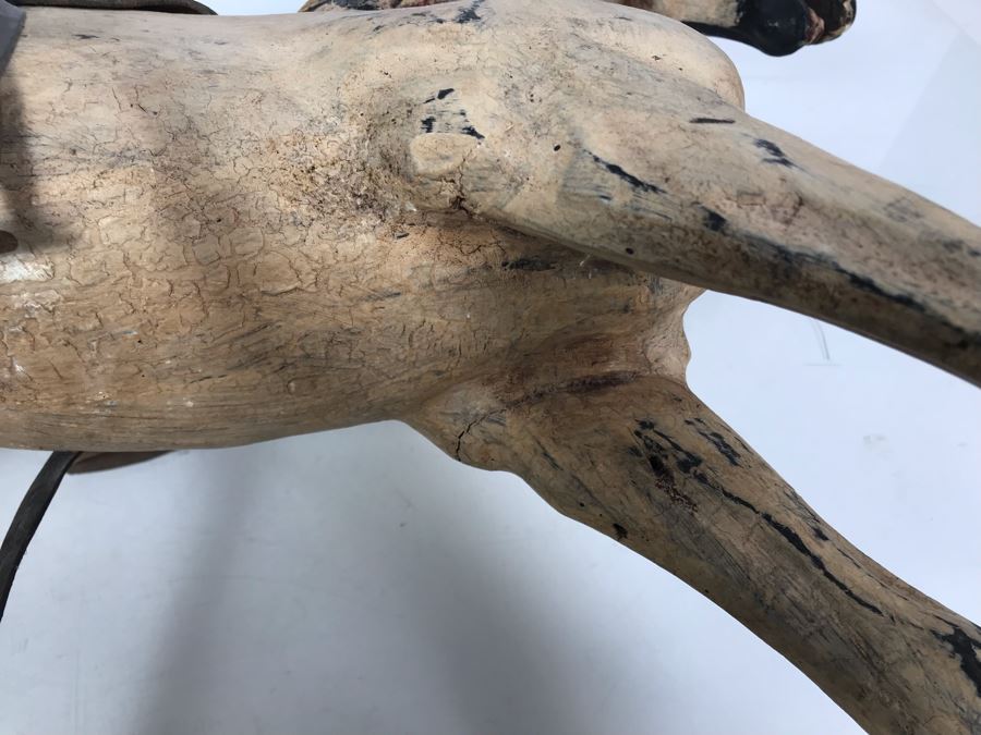Antique Hand Painted Carved Wooden Rocking Horse 32W X 11D X 24H [Photo 21]