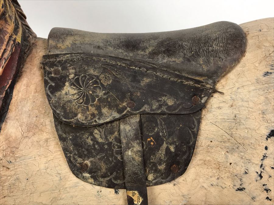 Antique Hand Painted Carved Wooden Rocking Horse 32W X 11D X 24H [Photo 6]
