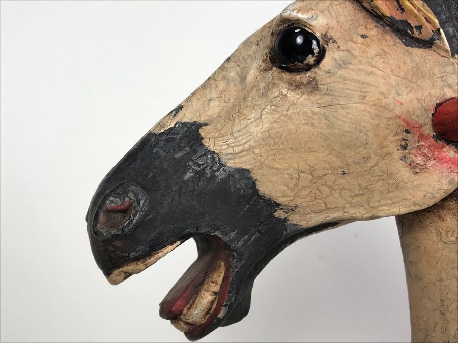 Antique Hand Painted Carved Wooden Rocking Horse 32W X 11D X 24H [Photo 4]