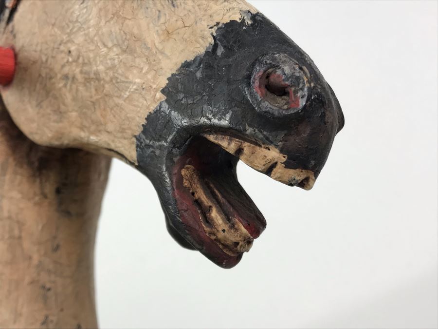 Antique Hand Painted Carved Wooden Rocking Horse 32W X 11D X 24H [Photo 16]