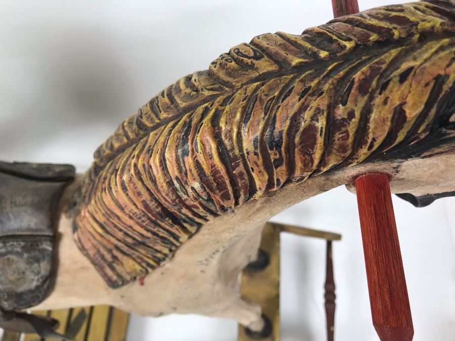 Antique Hand Painted Carved Wooden Rocking Horse 32W X 11D X 24H [Photo 27]