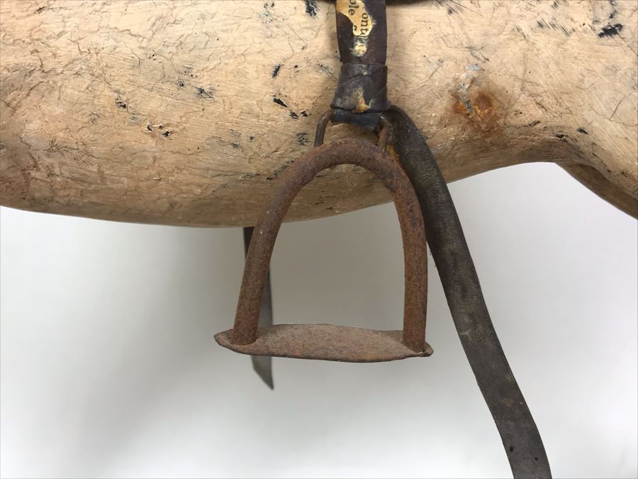 Antique Hand Painted Carved Wooden Rocking Horse 32W X 11D X 24H [Photo 7]