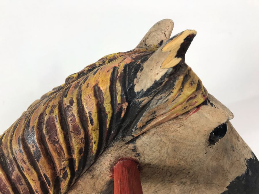 Antique Hand Painted Carved Wooden Rocking Horse 32W X 11D X 24H [Photo 26]