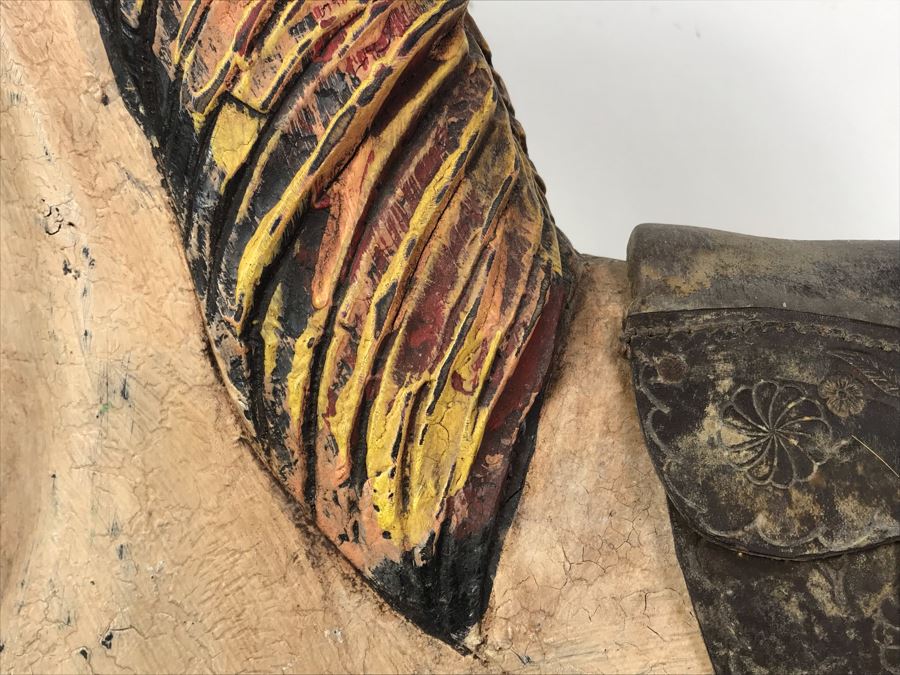 Antique Hand Painted Carved Wooden Rocking Horse 32W X 11D X 24H [Photo 5]