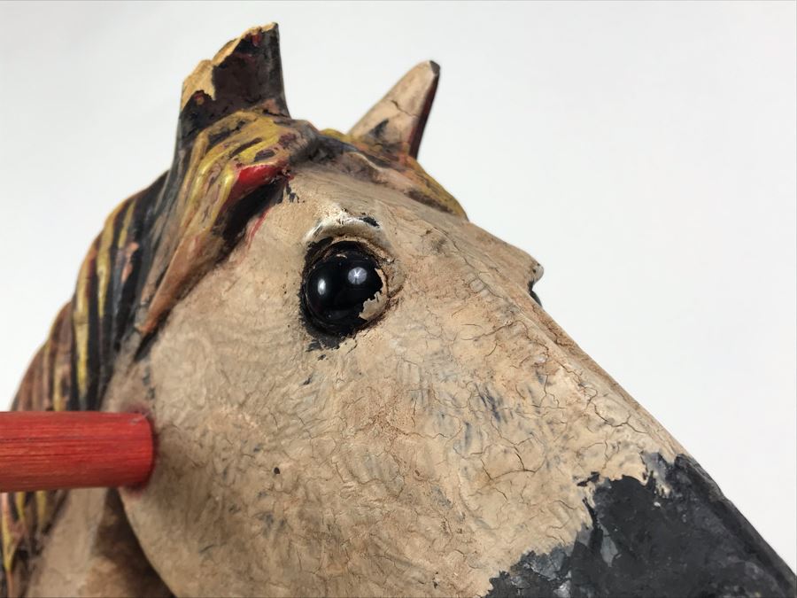 Antique Hand Painted Carved Wooden Rocking Horse 32W X 11D X 24H [Photo 17]