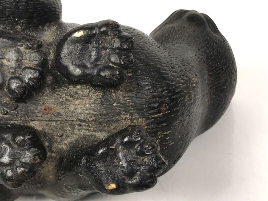 Solid Bronze Cat Sculpture - No Signature Found 6.5W X 4D X 5H [Photo 16]