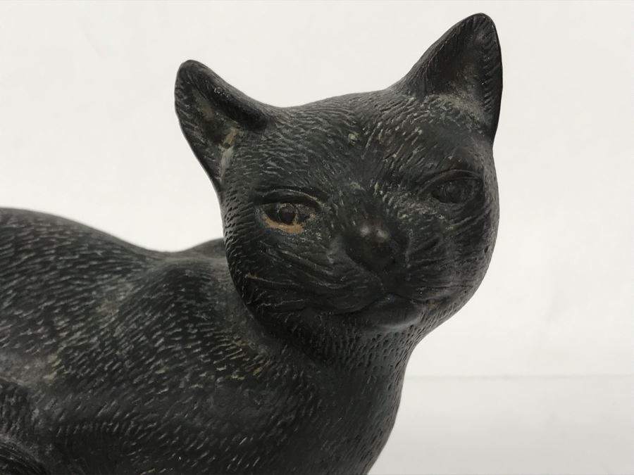 Solid Bronze Cat Sculpture - No Signature Found 6.5W X 4D X 5H [Photo 4]