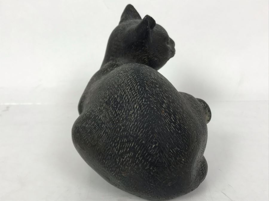 Solid Bronze Cat Sculpture - No Signature Found 6.5W X 4D X 5H [Photo 9]