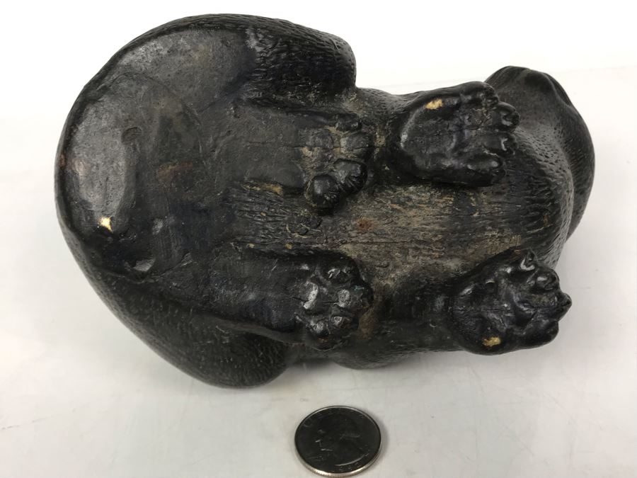 Solid Bronze Cat Sculpture - No Signature Found 6.5W X 4D X 5H [Photo 12]