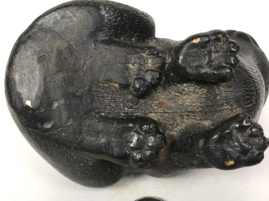 Solid Bronze Cat Sculpture - No Signature Found 6.5W X 4D X 5H [Photo 14]