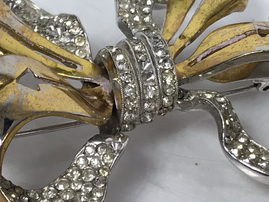 Metal Tree Motif Bowls With Various Costume Jewelry Including Mazer Brooch - See Photos [Photo 18]