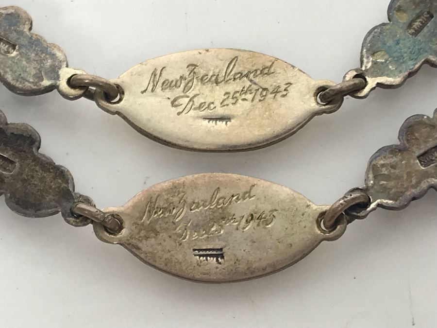 Pair Of Vintage 1943 Silver New Zealand Bracelets 32.2g [Photo 4]