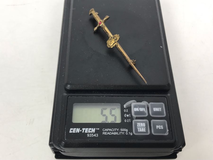 Vintage Sterling Silver Sword Brooch Pin 5.5g [Photo 7]