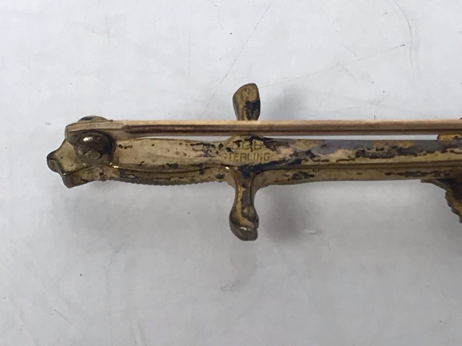 Vintage Sterling Silver Sword Brooch Pin 5.5g [Photo 6]