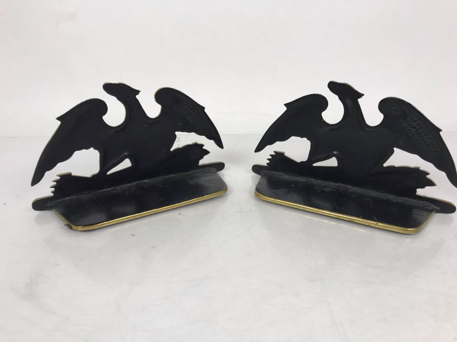 Pair Of Vintage Brass Spread Eagle Bookends Copyright 1952 By Va. Metal Crafters [Photo 4]
