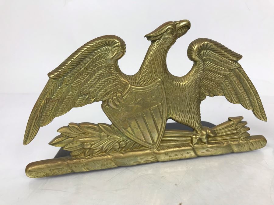 Pair Of Vintage Brass Spread Eagle Bookends Copyright 1952 By Va. Metal Crafters [Photo 2]