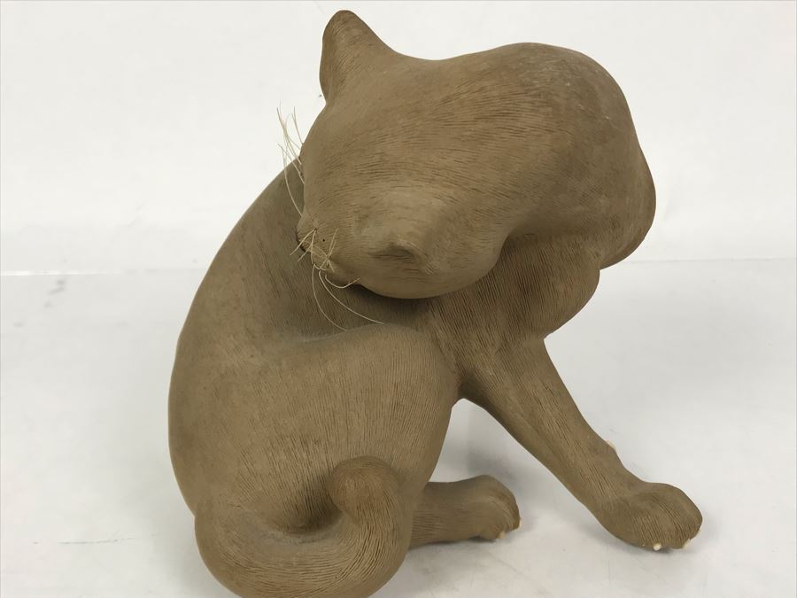 Signed Chinese Chinese Mudman Cat Figurine Sculpture 6W X 6D X 6H [Photo 4]