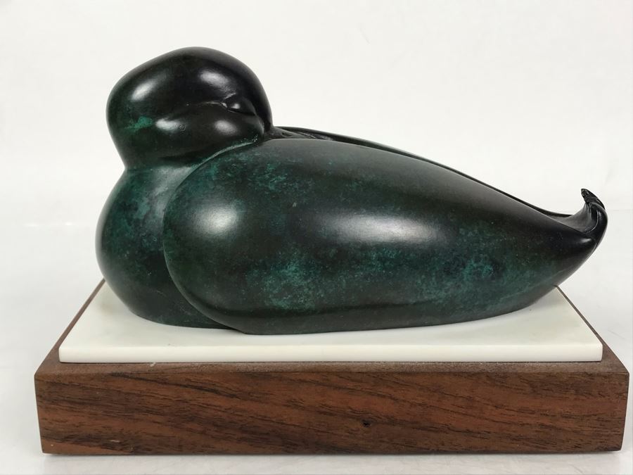 JUST ADDED - Signed Bronze Titled 'Sleeping Duck' By Wah Chang 14 Of 90 8.5W X 5D X 5.5H [Photo 8]